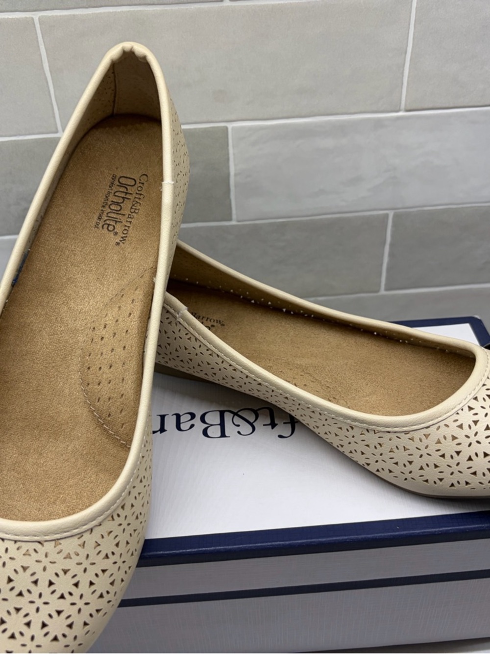 croft & barrow Cream Laser-Cut Ballet Flats